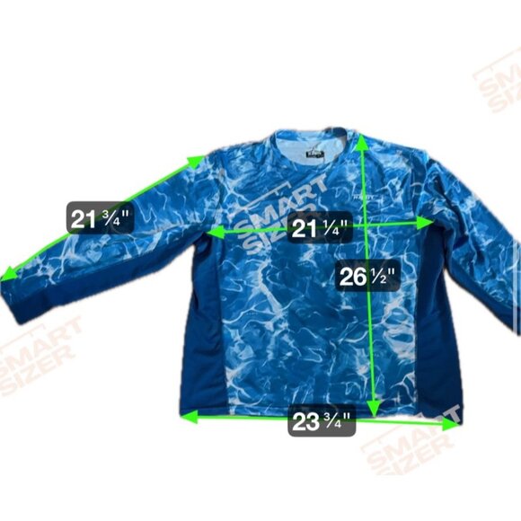 Habit Fishing Shirt Mens Blue Waves Long Sleeve Shirt XL Polyester Spandex - Picture 6 of 6